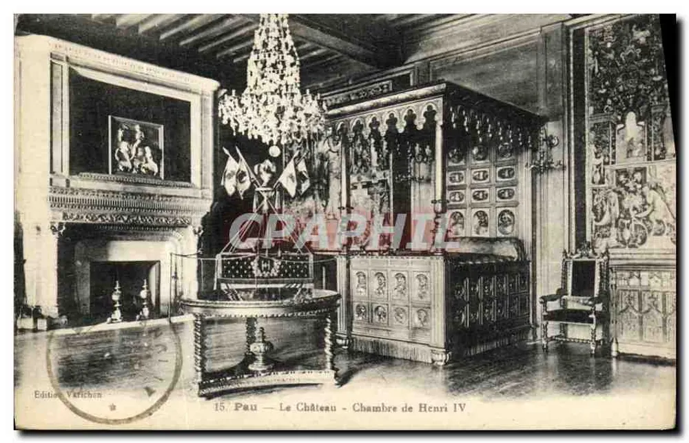 Pau — Das Schloss — Zimmer von Henri IV — Varichen-Ausgabe n°15 - Vorderseite
