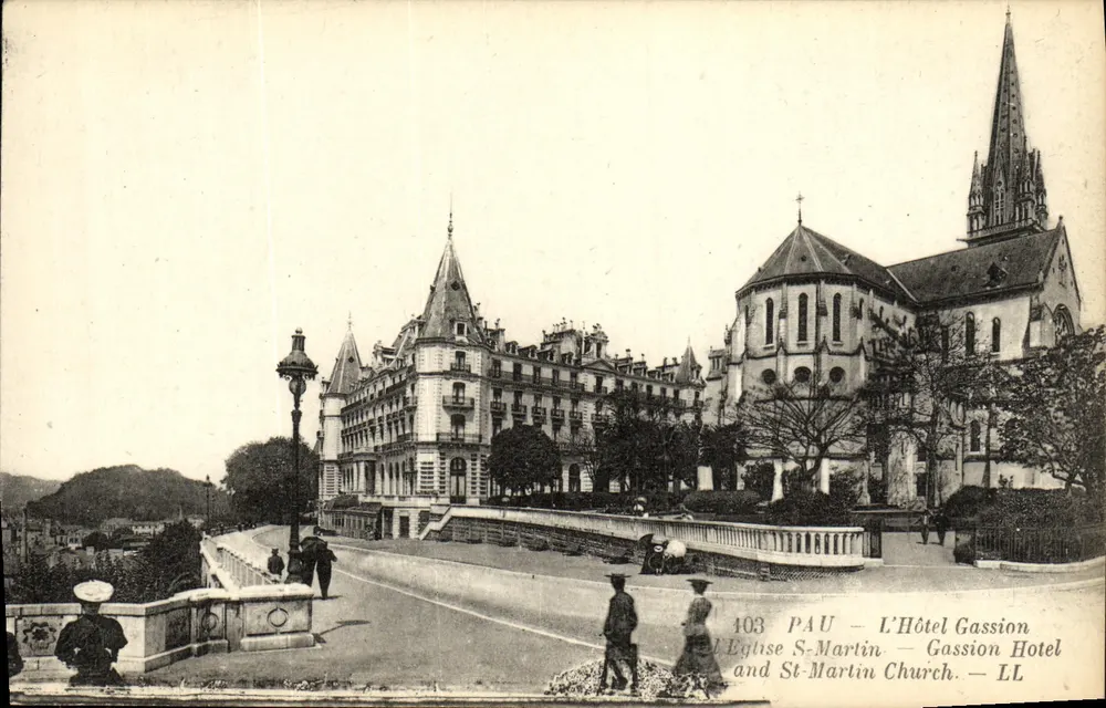 Pau — Das Hotel Gassion und die Kirche Saint-Martin — Lévy Fils & Cie, Paris, Nr. 103 - Vorderseite