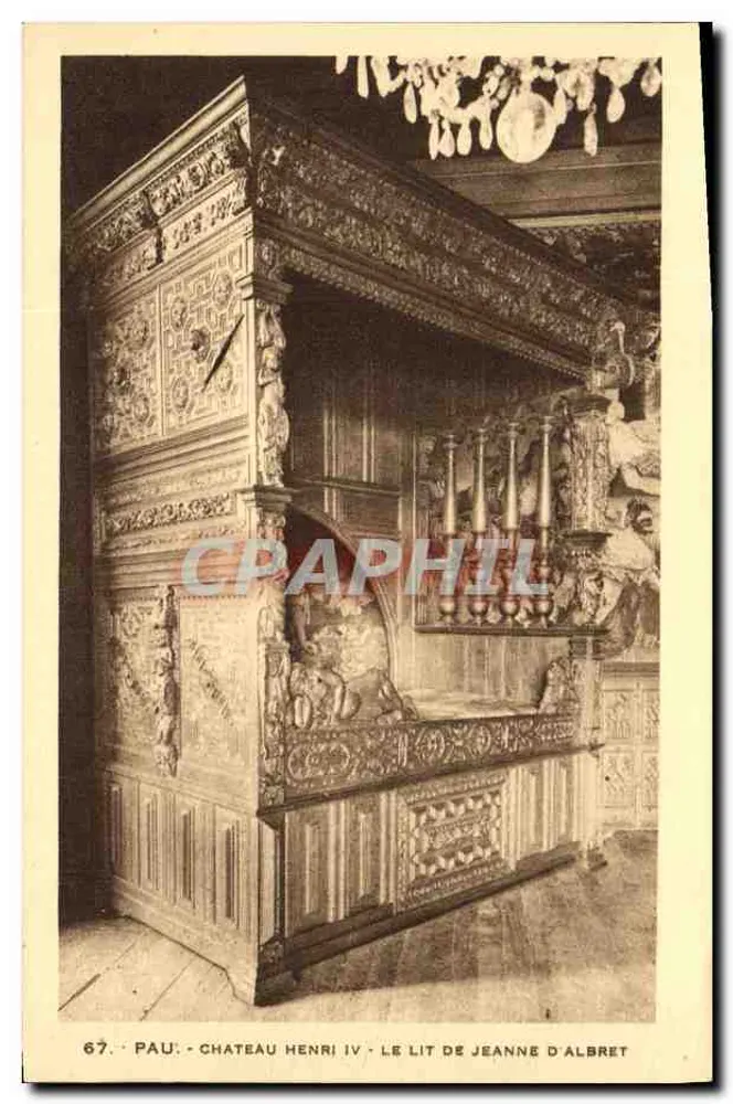 Pau - Schloss Henri IV - Das Bett von Jeanne d'Albret - Vorderseite