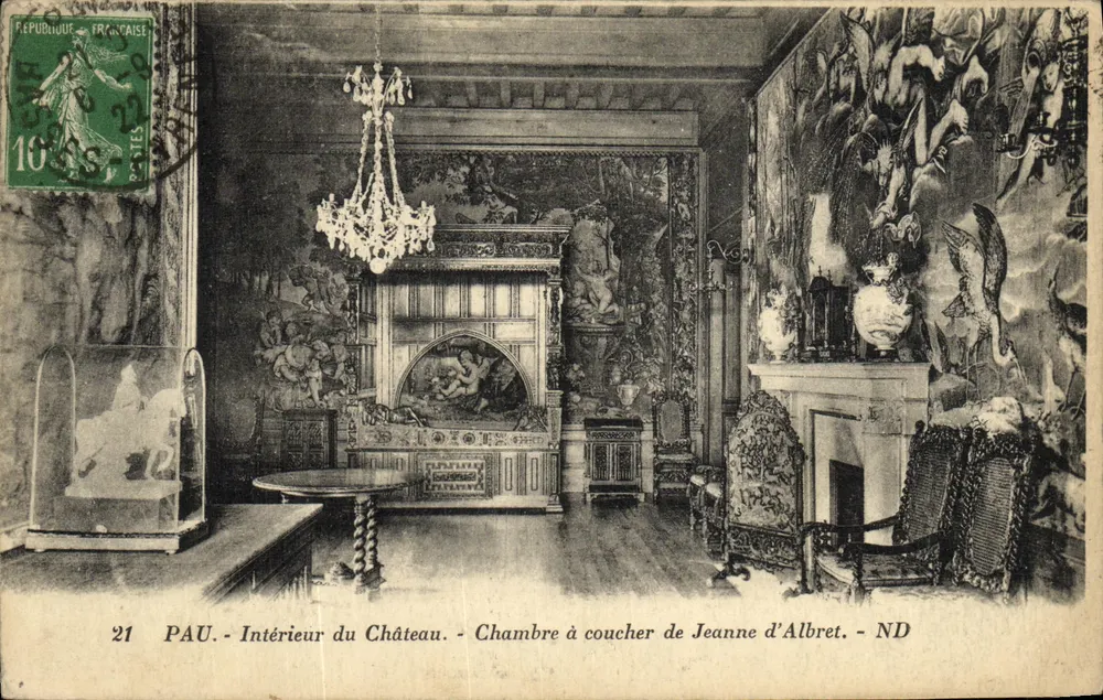 Pau - Innenansicht des Schlosses - Schlafzimmer von Jeanne d'Albret - ND - Vorderseite