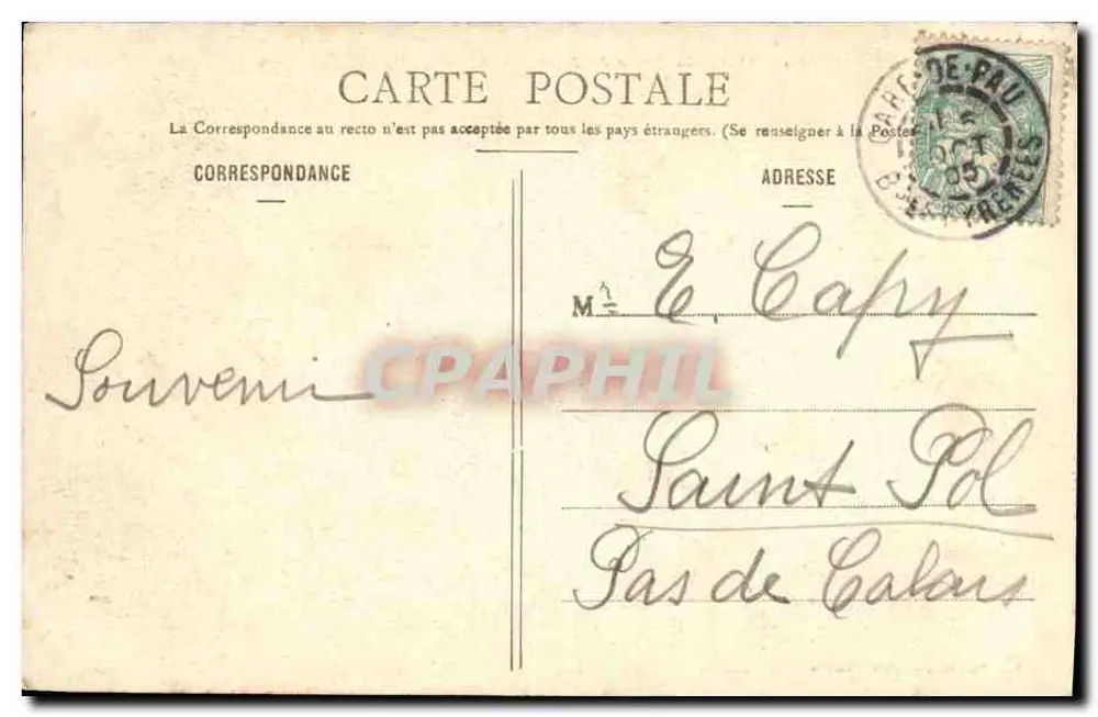 Pau - Die Pyrenäen-Kette - Der Pic du Midi d'Ossau (2885 m.) — Eug. Pacault, Fotoverlag, Biarritz - Rückseite