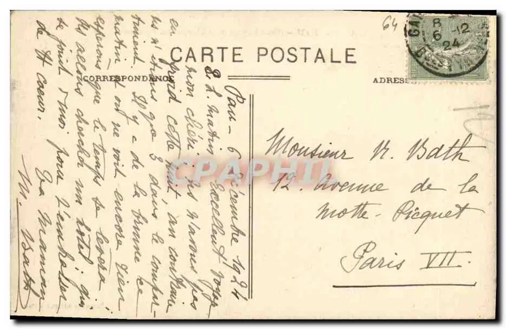 Pau — Place Royale und die Pyrenäen-Kette — C.C. n°222 - Rückseite