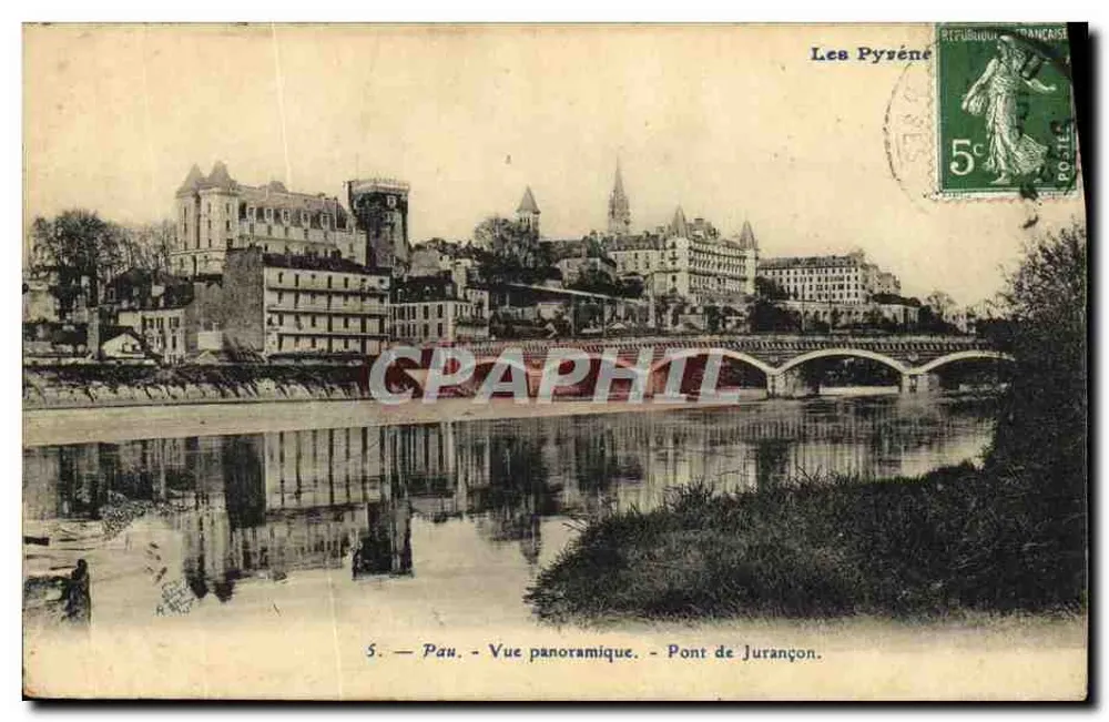 Pau — Panoramablick — Brücke von Jurançon — die Pyrenäen - Vorderseite