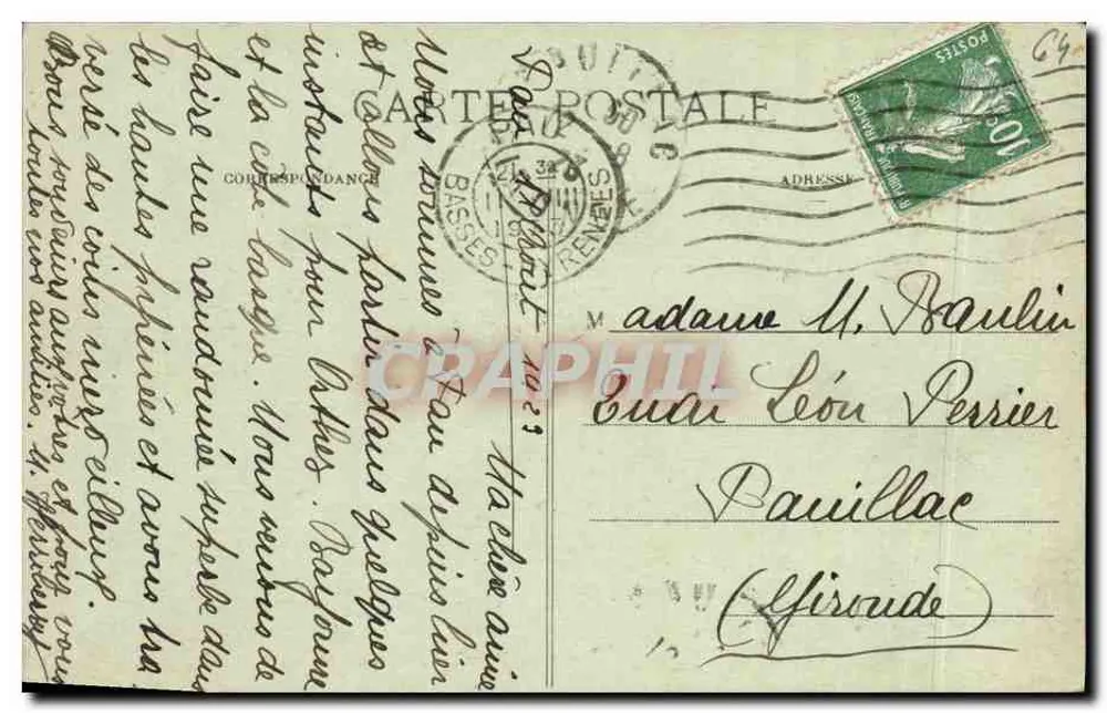 PAU — Schloss Henri IV, Ansicht von der Basse-Plante — C.C. 3. Serie - Rückseite