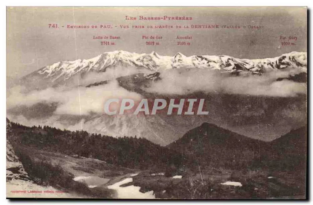 Lacs Basse-Pyrénées — Um Pau — Ansicht vom Gipfel der Gentiane (Tal von Ossau) — Fic. Gory - Vorderseite