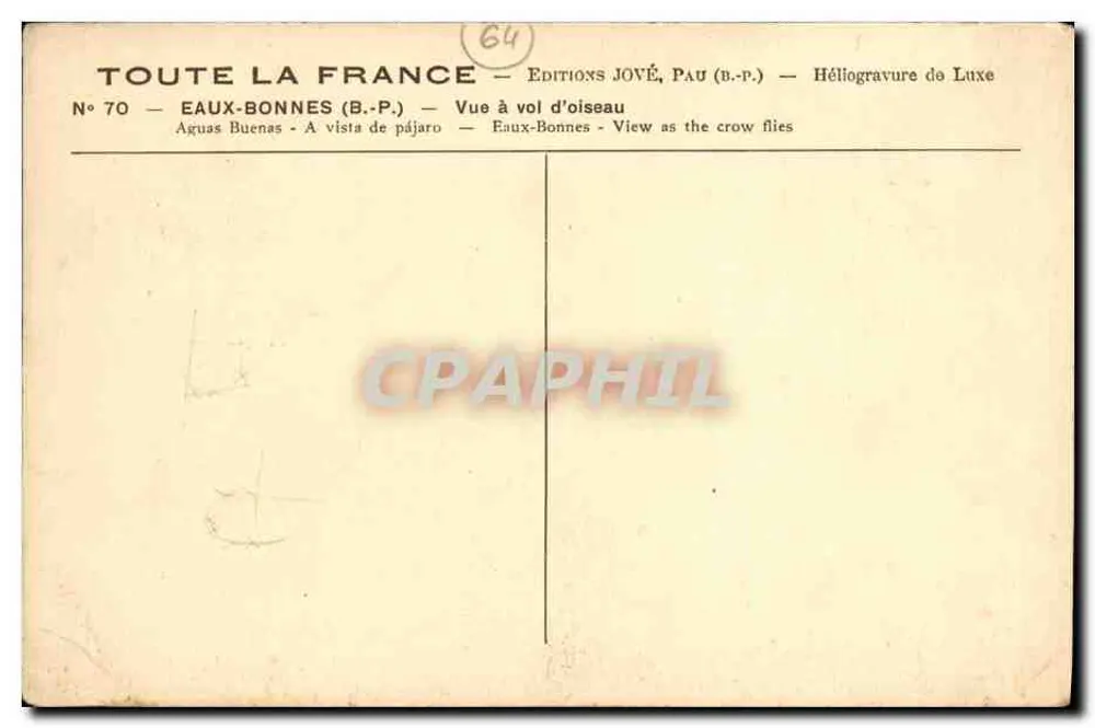 Eaux-Bonnes (B.P.) — Vista aérea — Éditions Jové, Pau (B.P.) - Verso