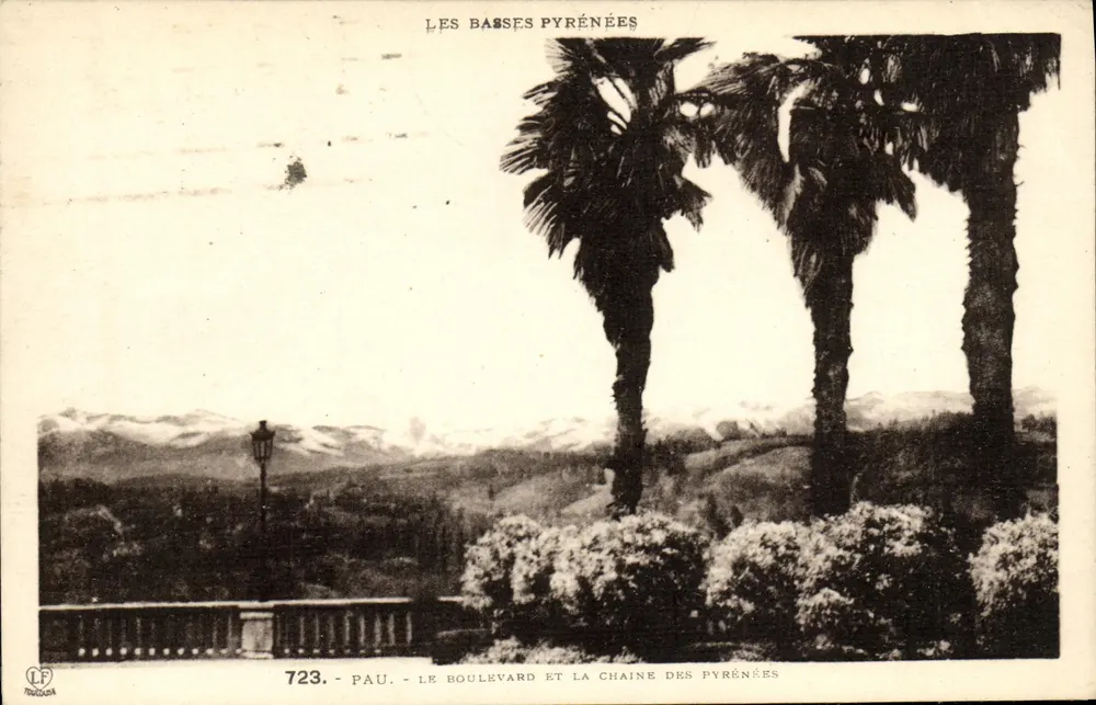 Pau - Der Boulevard und die Pyrenäen - Les Basses Pyrénées, n°723, Verlag Phototype Le Bouchet - Vorderseite