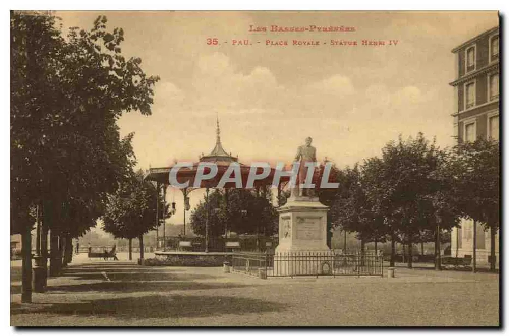 Pau - Place Royale - Estátua de Henri IV — Les Basses-Pyrénées, editor não identificado, n° 35 - Frente