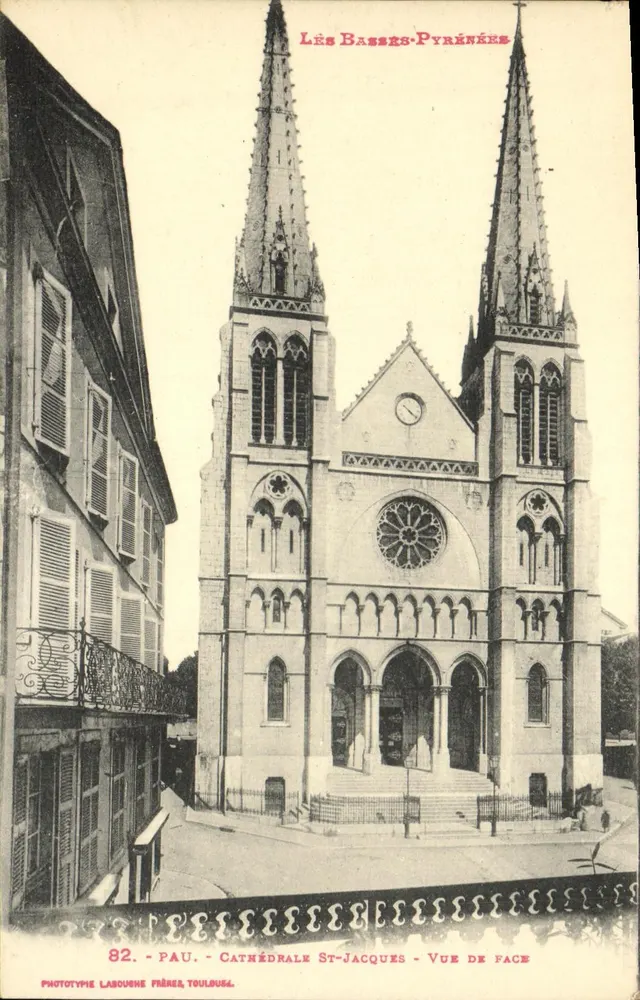 Pau - Catedral de São Jacó - Vista frontal — Fototipia Labouche Frères, Toulouse, n°82 - Frente