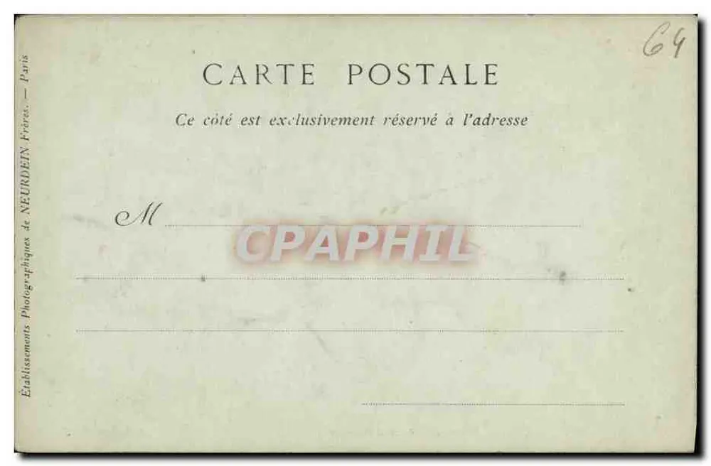 Pau — Eingang zum Schloss, Cour d'Honneur — Collections ND Phot, n°9 - Rückseite