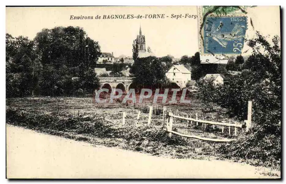 Arredores de BAGNOLES-de-l'ORNE - Sept-Forges — vista da capela e do ponte — editor não visível - Frente