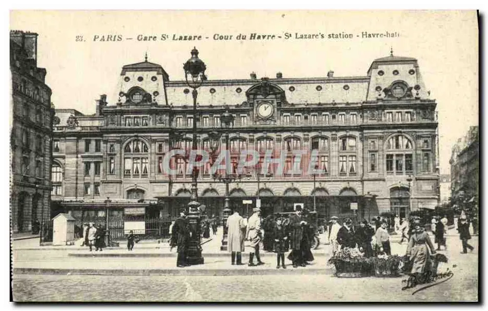 París — Estación Saint-Lazare — Cour du Havre — St Lazare's station — Havre-hali - Anverso