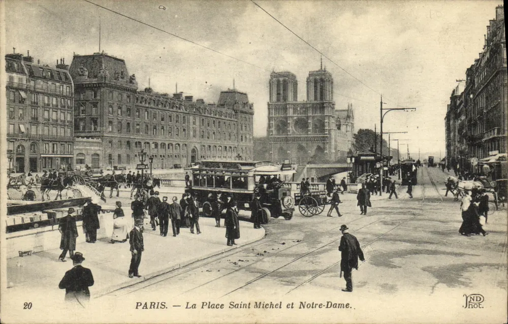 PARIS — La Place Saint Michel und Notre-Dame — IND HOT. n°20 - Vorderseite