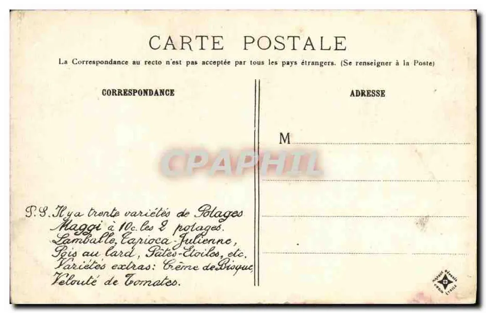 Altes Paris — Der Passage des Eaux, in Passy — Verlag Maggi, Serie 2 - Rückseite