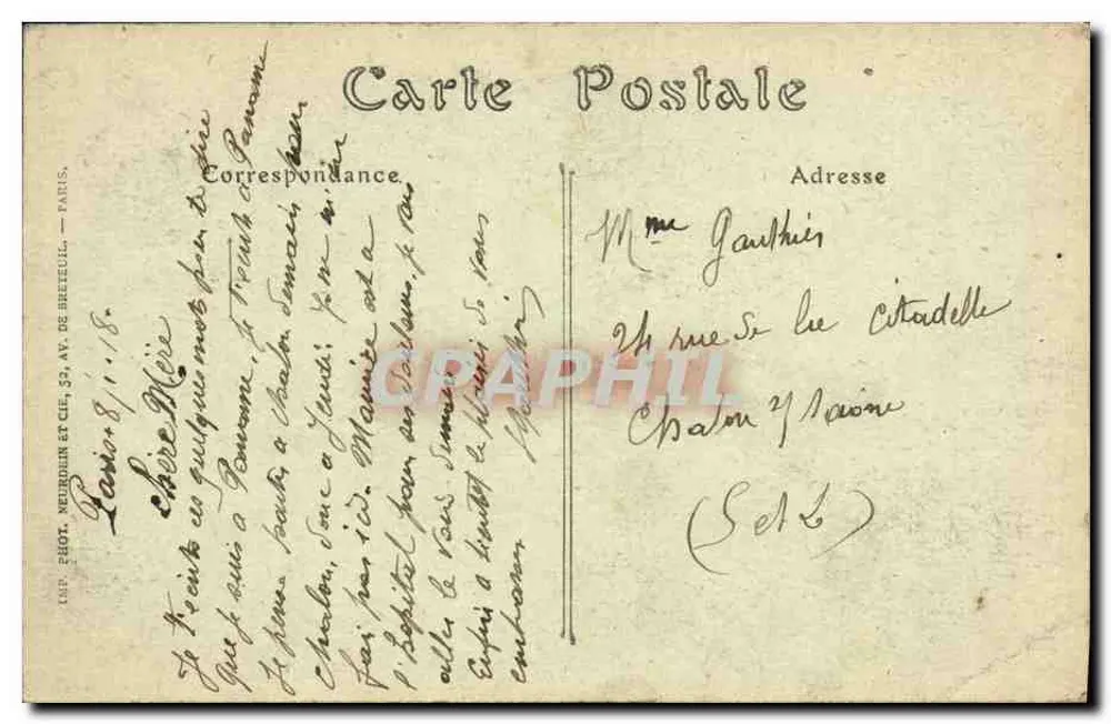 Paris — Catedral de Notre-Dame, vista geral — IND Phot. - Verso