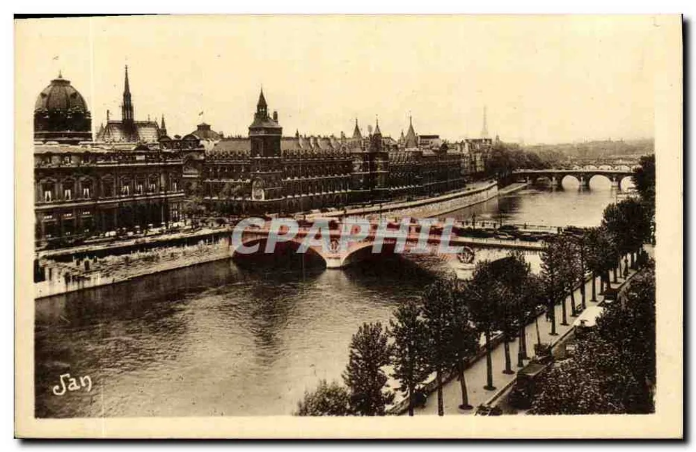 Paris — Ansicht der Seine und der Conciergerie — Éditions d'Art F. Ficary, Paris - Vorderseite