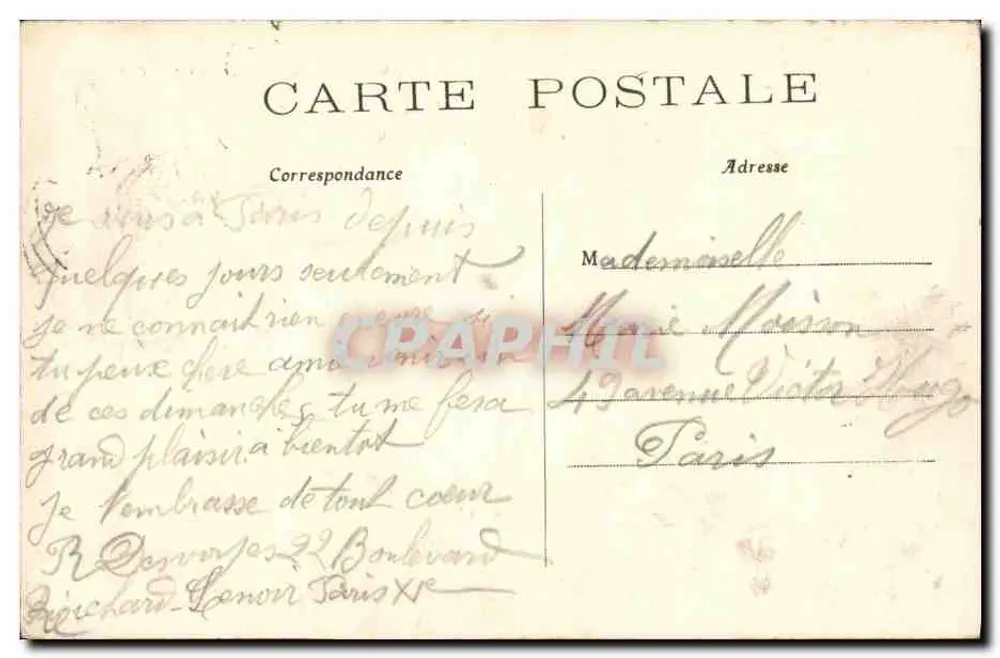Paris — Panorama em direção ao Boulevard Richard-Lenoir — C.M. n°211 - Verso