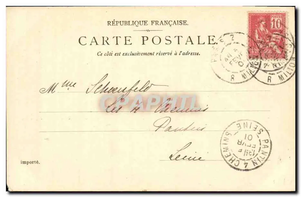 Die Seine und das Rathaus — Paris — Verleger E. & D. Erika & P. M. phot. - Rückseite