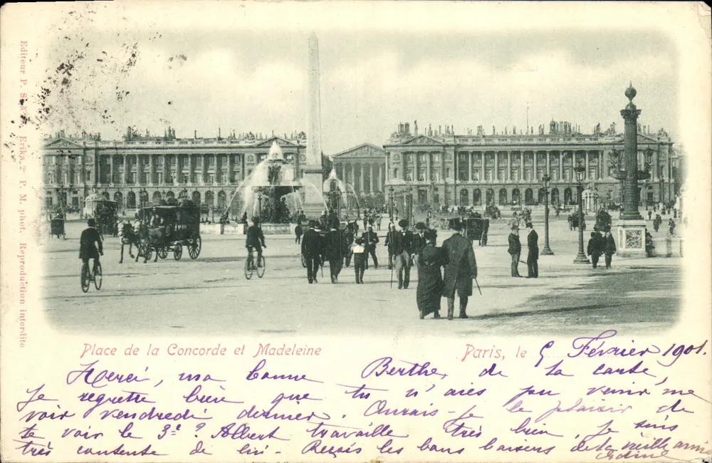 Praça da Concórdia e Madeleine — Paris — Editor P. S. M. fot. Reprodução proibida - Frente