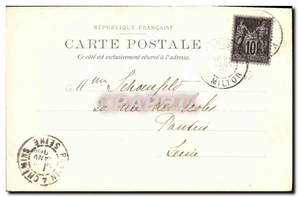 Ecke des Boulevard Strasbourg und der großen Boulevards — Paris — S. & Co. 1909 - Rückseite