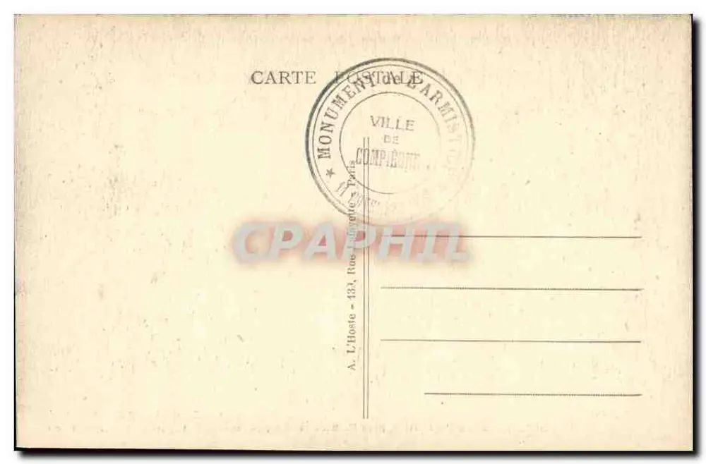 Friedenskreuzung bei Rathondes — Standort des Zuges des Marschalls Foch — Verlag L.H. Paris - Rückseite