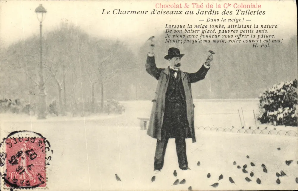 Der Vogelfänger im Tuileries-Garten — Schokolade & Tee der Kolonialgesellschaft — Verlag nicht sichtbar - Vorderseite