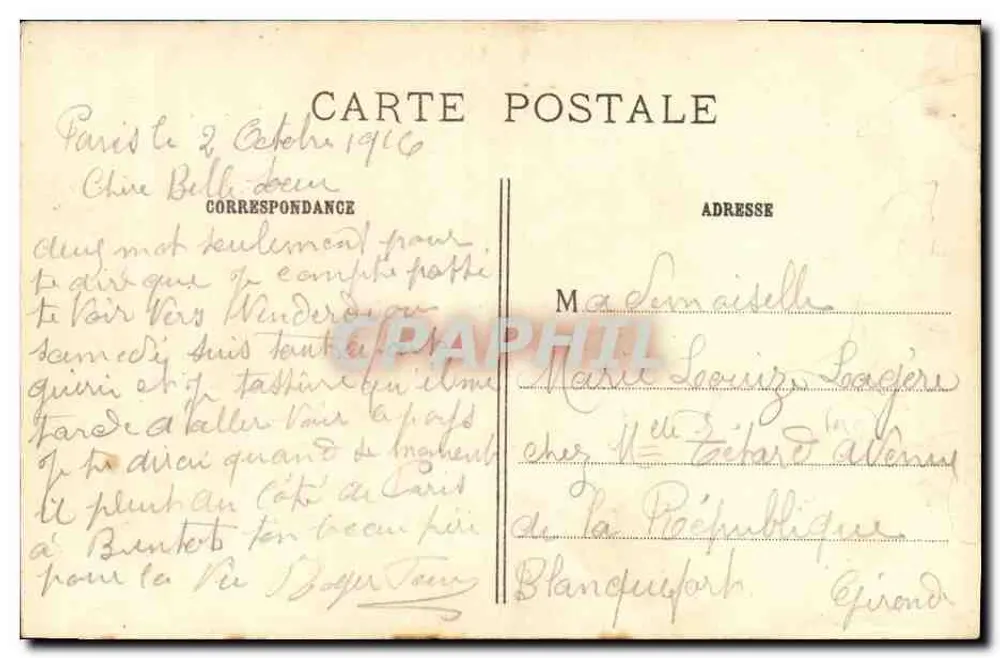 Paris — A Estação da Este — J.M.T. Paris, n° 33 - Verso