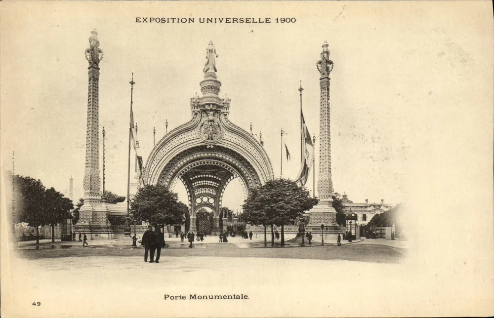 Puerta Monumental — Exposición Universal 1900 — Editor: París, n.º 49 - Anverso
