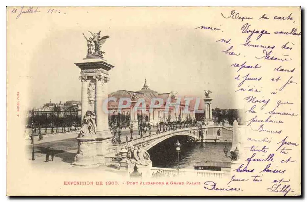 Esposizione del 1900 - Ponte Alexandre III e Grand Palais — A. Tatin, Parigi - Recto