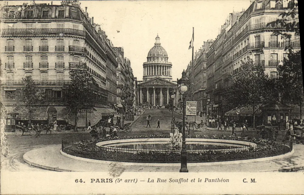 París (5° distrito) — La Rue Soufflot y el Panteón — C.M. - Anverso