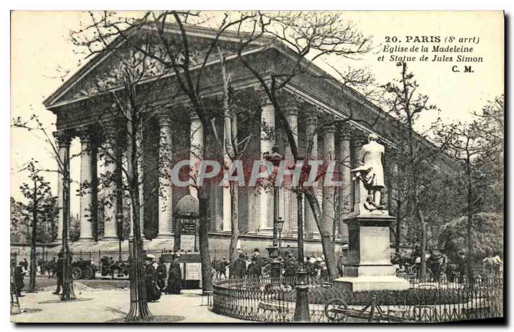 Paris (8e arrt) — Église de la Madeleine und Statue von Jules Simon — C. M. - Vorderseite