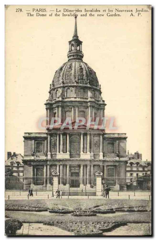 Paris — Der Dachhelm der Invaliden und die neuen Gärten — A. P. - Vorderseite