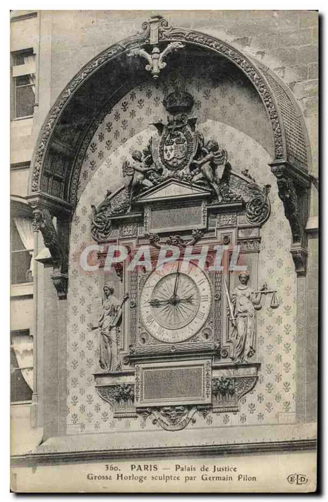 Paris — Palais de Justice — Grosse Uhr, geschnitzt von Germain Pilon - Vorderseite