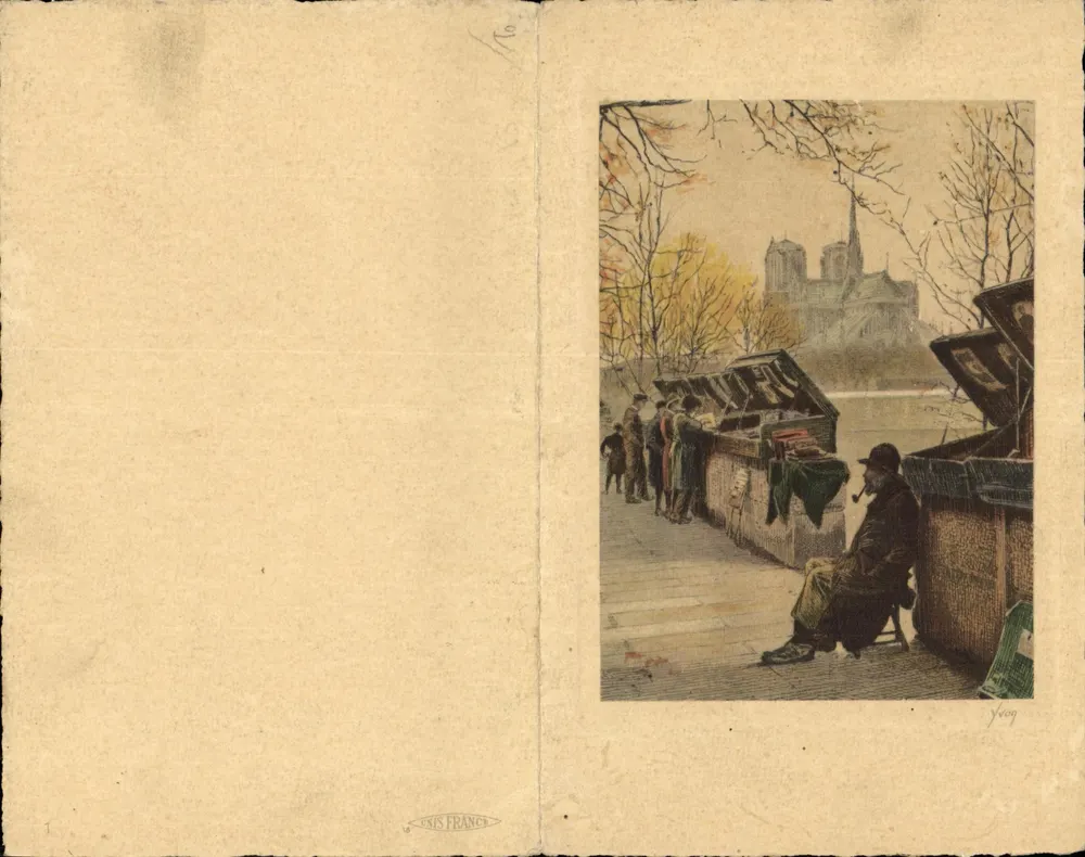 Paris, vista do rio Sena com a catedral Notre-Dame — editor Louis France, n° 16 - Frente