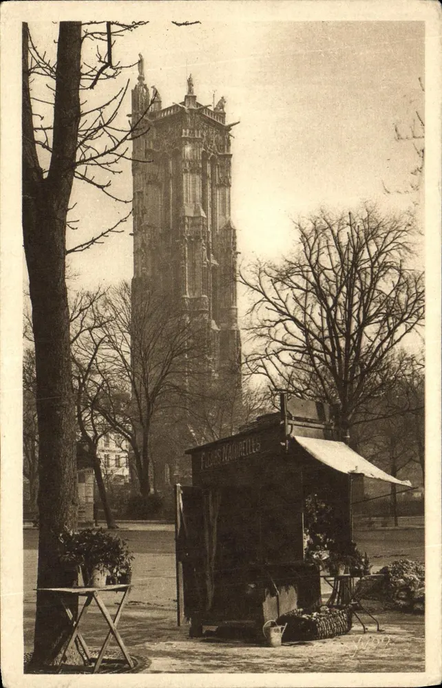 Place du Châtelet — La Tour Saint-Jacques — Kunstausgabe YVON, Neully-Paris, Serie 1 Nr. 15 - Vorderseite