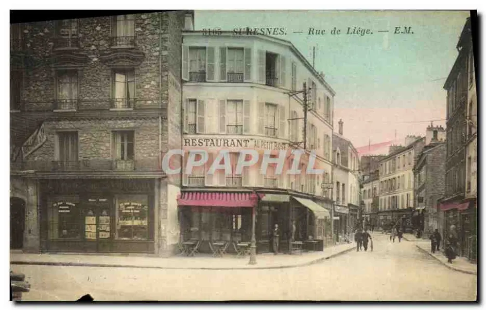 Suresnes — Rue de Liège — Restaurant au Petit Rose — Verlag E.M. n°8105 - Vorderseite