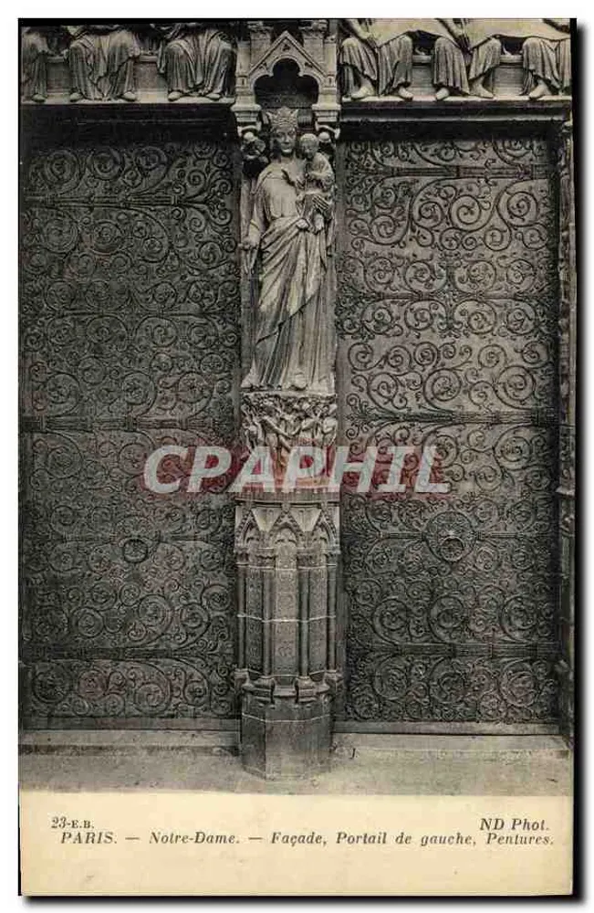 Paris — Notre-Dame — Fassade, linkes Portal, Pfeiler - Vorderseite