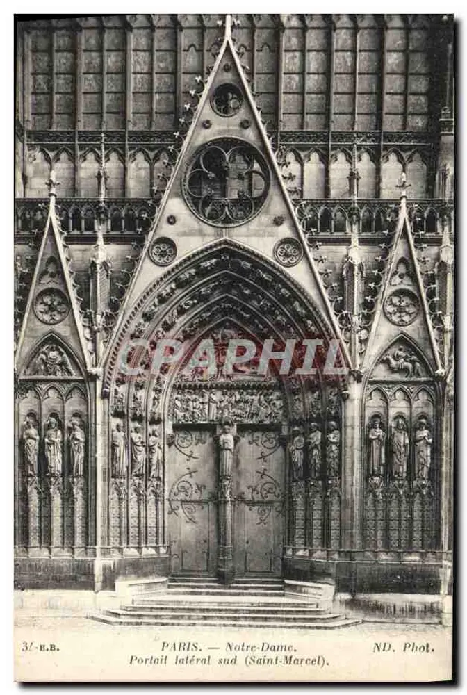 Paris — Notre-Dame. Südlicher Seitenportal (Saint-Marcel). — ND. Phot. - Vorderseite