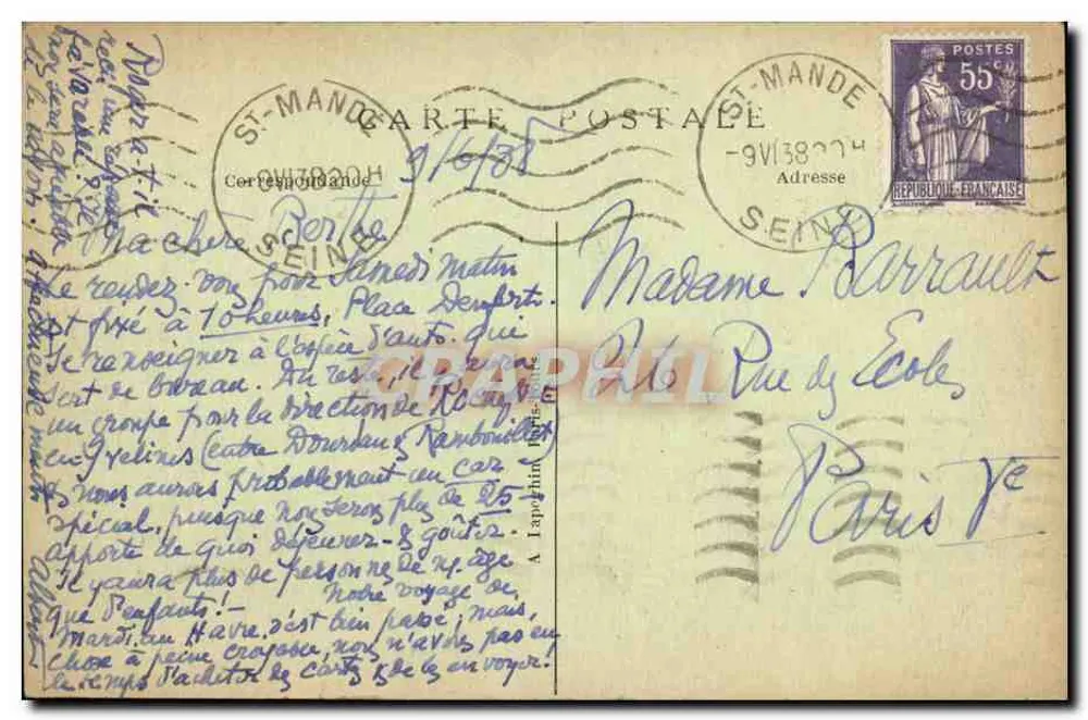 Paris — Place de l'Opéra und das Theater — Vintage Postcard n°174 - Rückseite