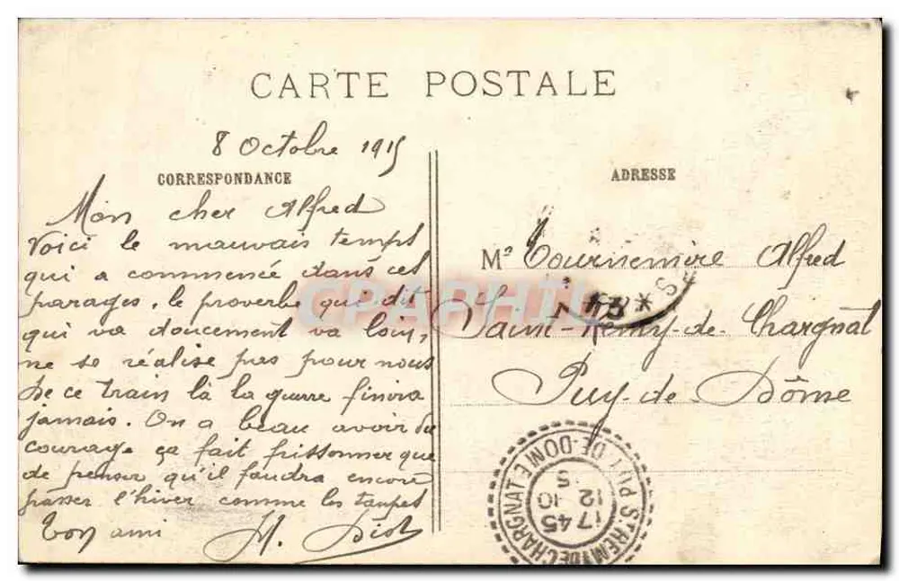 Albert (Somme) — Ruinen um die Kirche — J. Courcier, 8 rue Simon-le-Franc, Paris - Rückseite