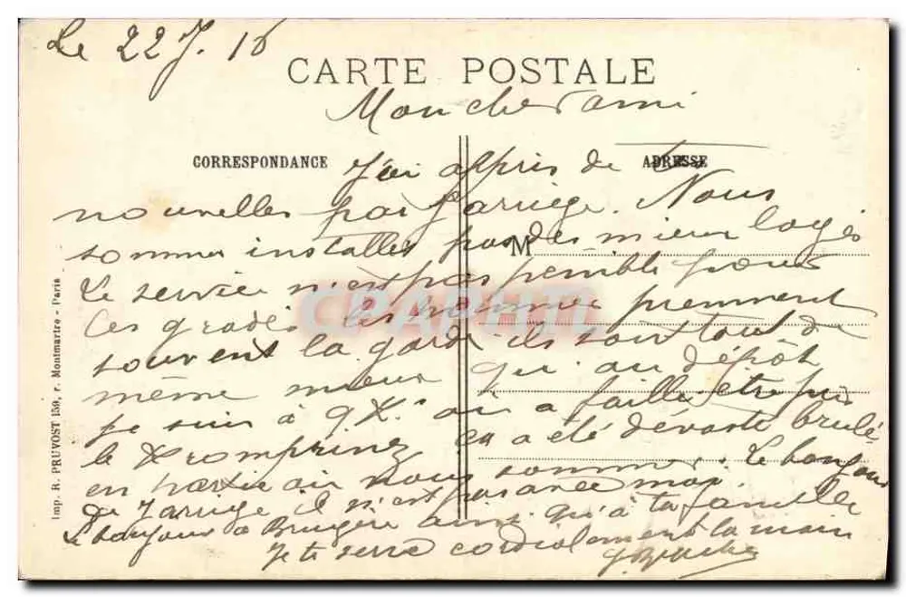 Sampigny (Meuse) - Place de la Mairie (rechte Seite) — Der Große Krieg 1914-1915 — Verlag Benoist, Bar-le-Duc (Meuse) - Rückseite