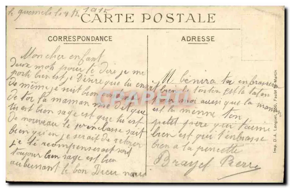 Arvillers (Somme) — Dorfzugang — HURET, 5 rue Cavalotti, Paris - Rückseite