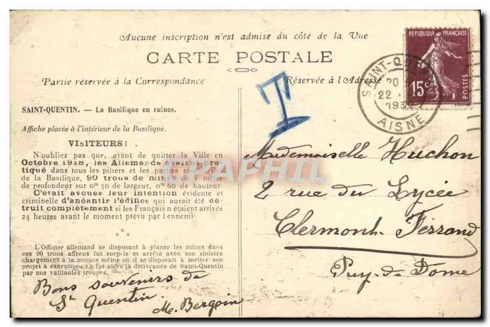 सेंट-क्वेंटिन (युद्ध के बाद) — बेसिलिका — प्रकाशक ई.जी. सेंट-क्वेंटिन, क्रमांक 4 - पीछे