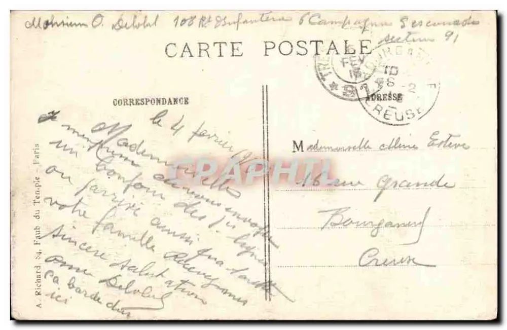 Neuville-St-Vaast — Hauptstraße während des Ersten Weltkriegs 1914-15 — A. R. - Rückseite