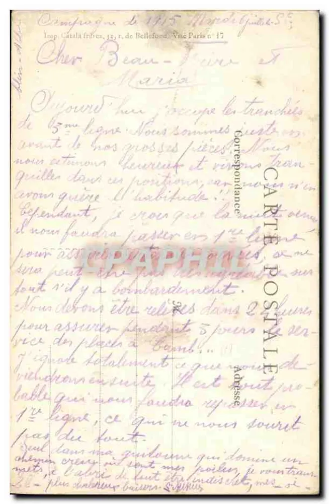Kirche Notre-Dame de Lorette — vor den Kämpfen im Mai-Juni 1915 — Edit. Ledieu, 36, rue de l’Échiquier, Paris - Rückseite