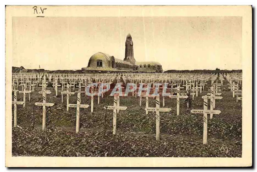 Nationale Friedhof und Ossuar von Douaumont — Ansicht des Kreuzfeldes und des Denkmals — Verlag nicht identifiziert - Vorderseite