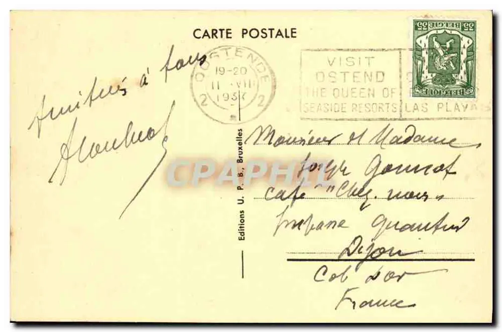Ostende — Parque Léopold, Relógio de Flores — Edições U. P. B., Bruxelas - Verso