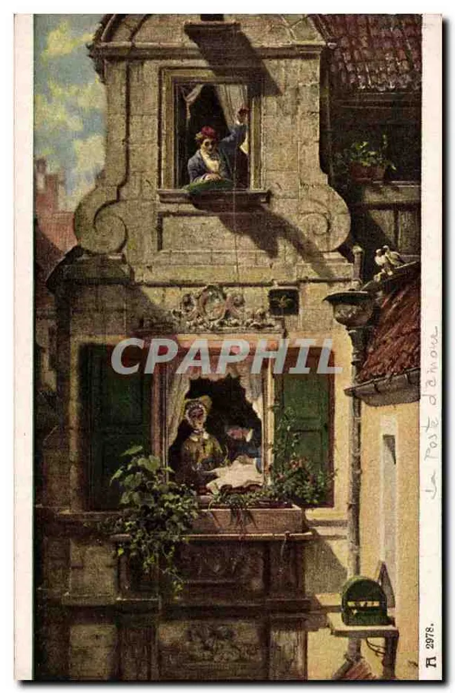 Janelas de uma casa — cena de vida — F.A. Ackermann's Kunstverlag, München, série 289 - Frente