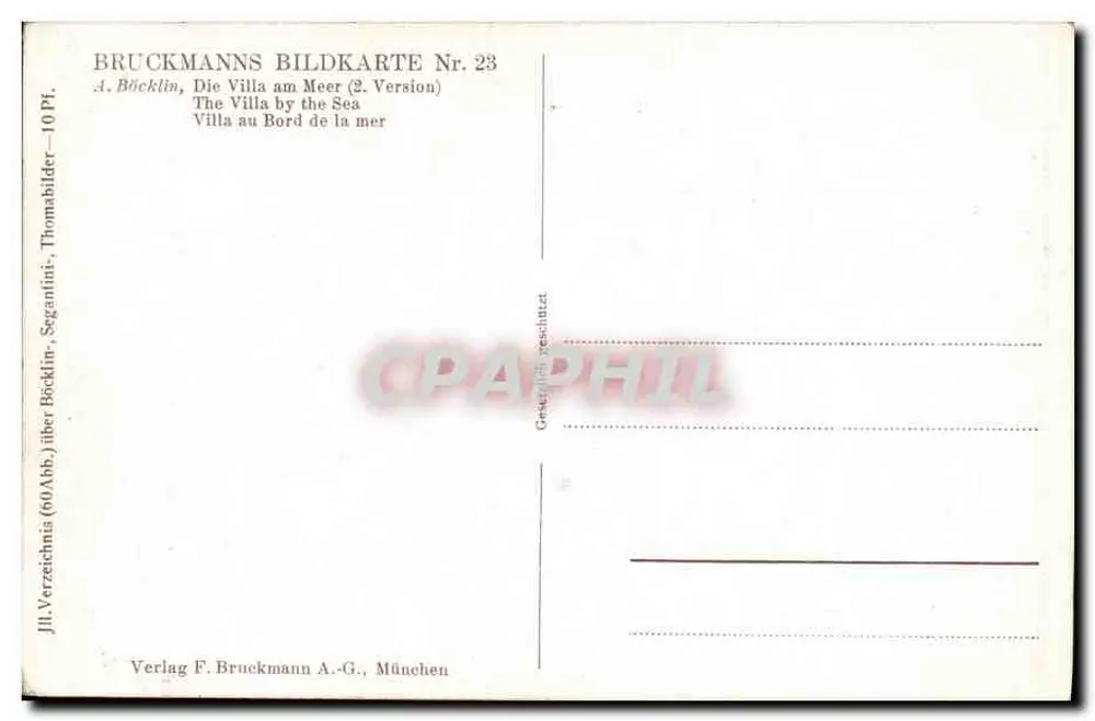 Villa am Meer — Version 2 — Bruckmanns Bildkarte Nr. 23 - Rückseite