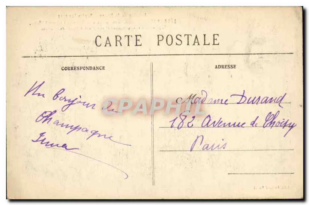 Schlacht an der Marne — September 1914 — FÈRE-CHAMPENOISE — Grab der Straße nach Normée: 1 Unteroffizier, 27 französische Soldaten der 66. und 93. Infanterie und 6. Ingenieurtruppen - Rückseite